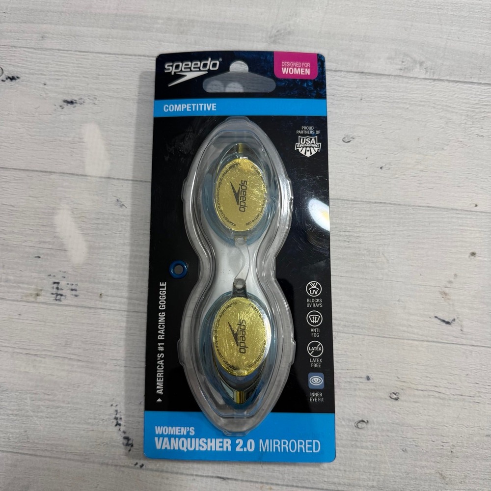 Speedo Women's Vanquisher 2.0 Mirrored Blue Swim Goggles NEW
